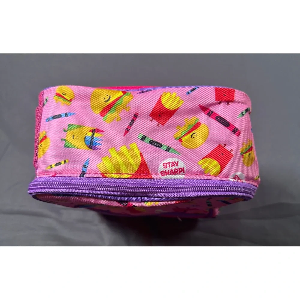 Igloo Crayola Stay‎ Sharp Insulated Lunch Box Bag Pink Food Crayon Print-Rare